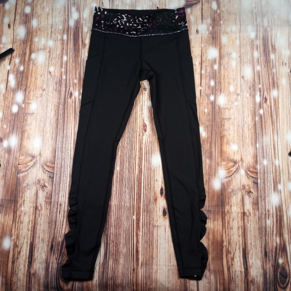 Lululemon Speed Tight IV Brushed Full Length Ruched Leggings Black Shadow Wrap 4